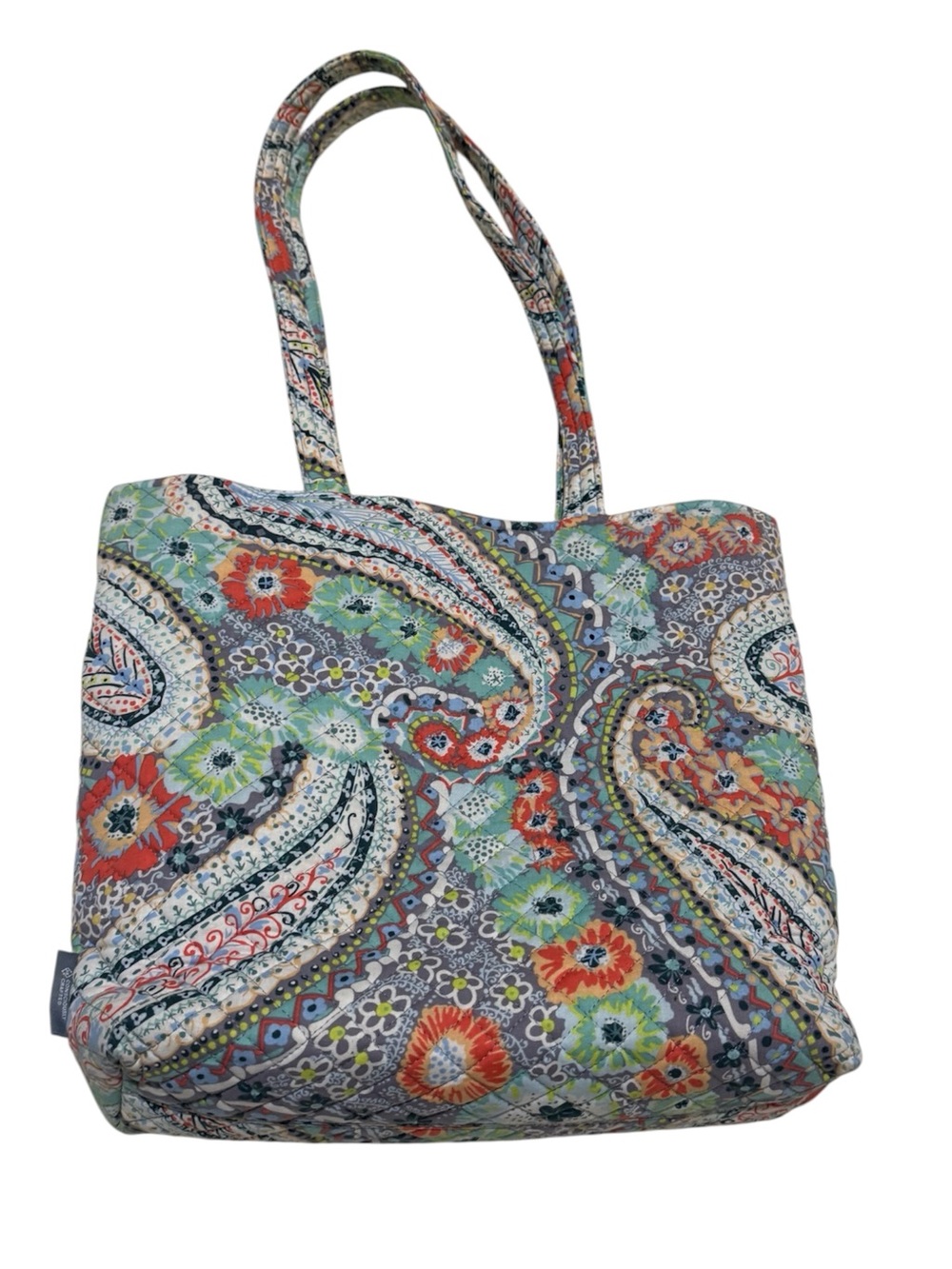 Vera Bradley Quilted Paisley Floral Tote - Coral, Mint, Navy, Gray